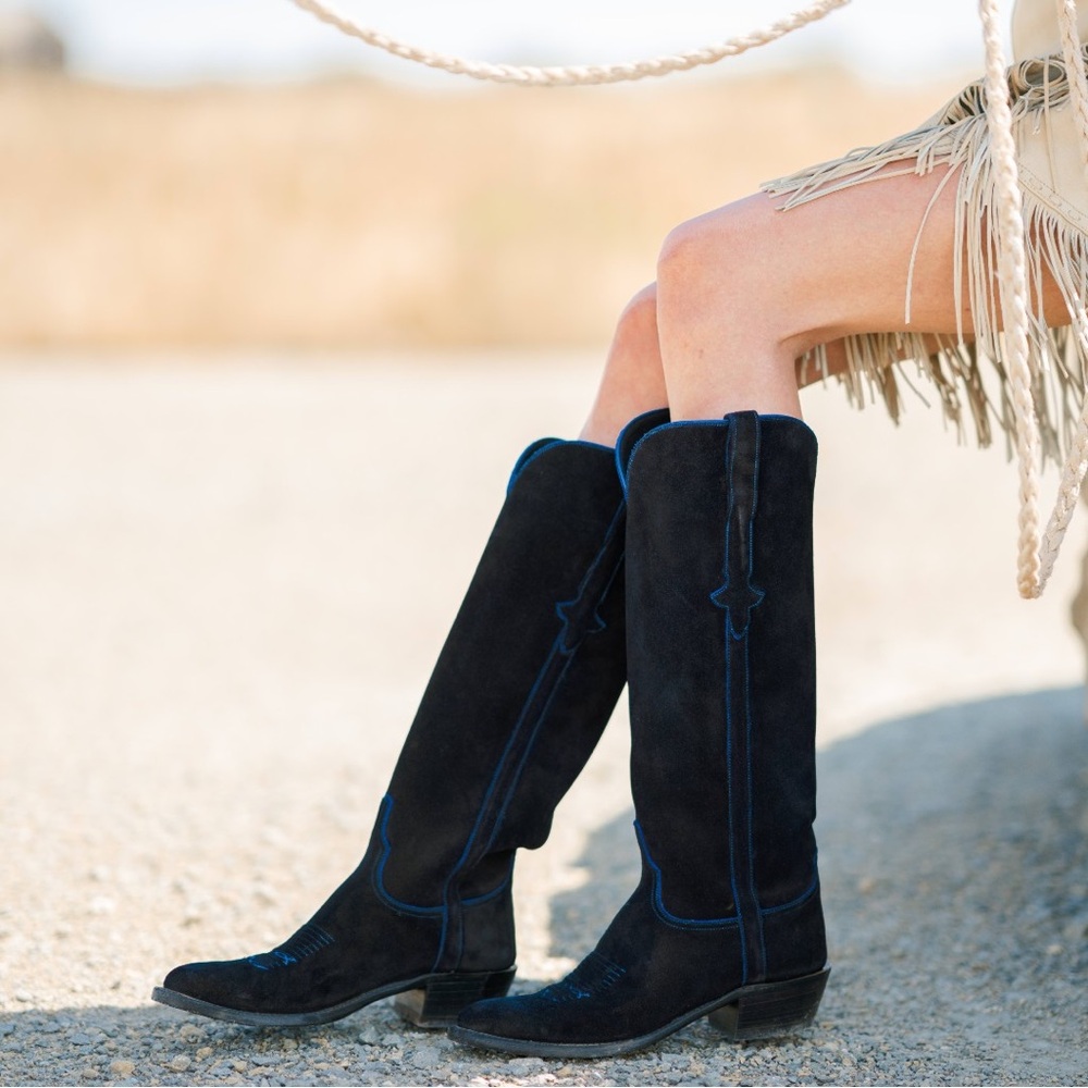 Luchesse Edie Black Suede Tall Boots